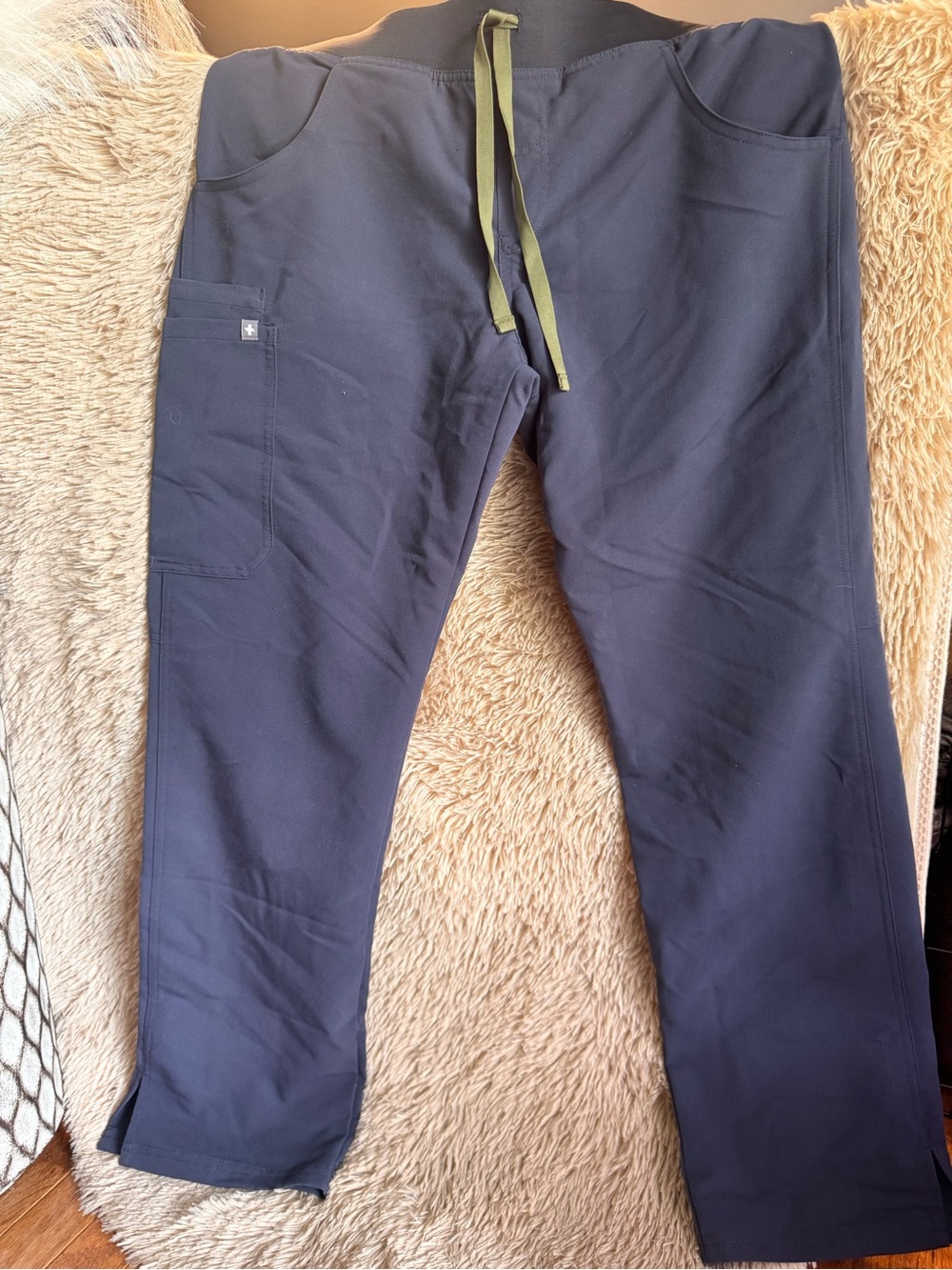Figs Navy Jogger Pants with Olive Drawstring